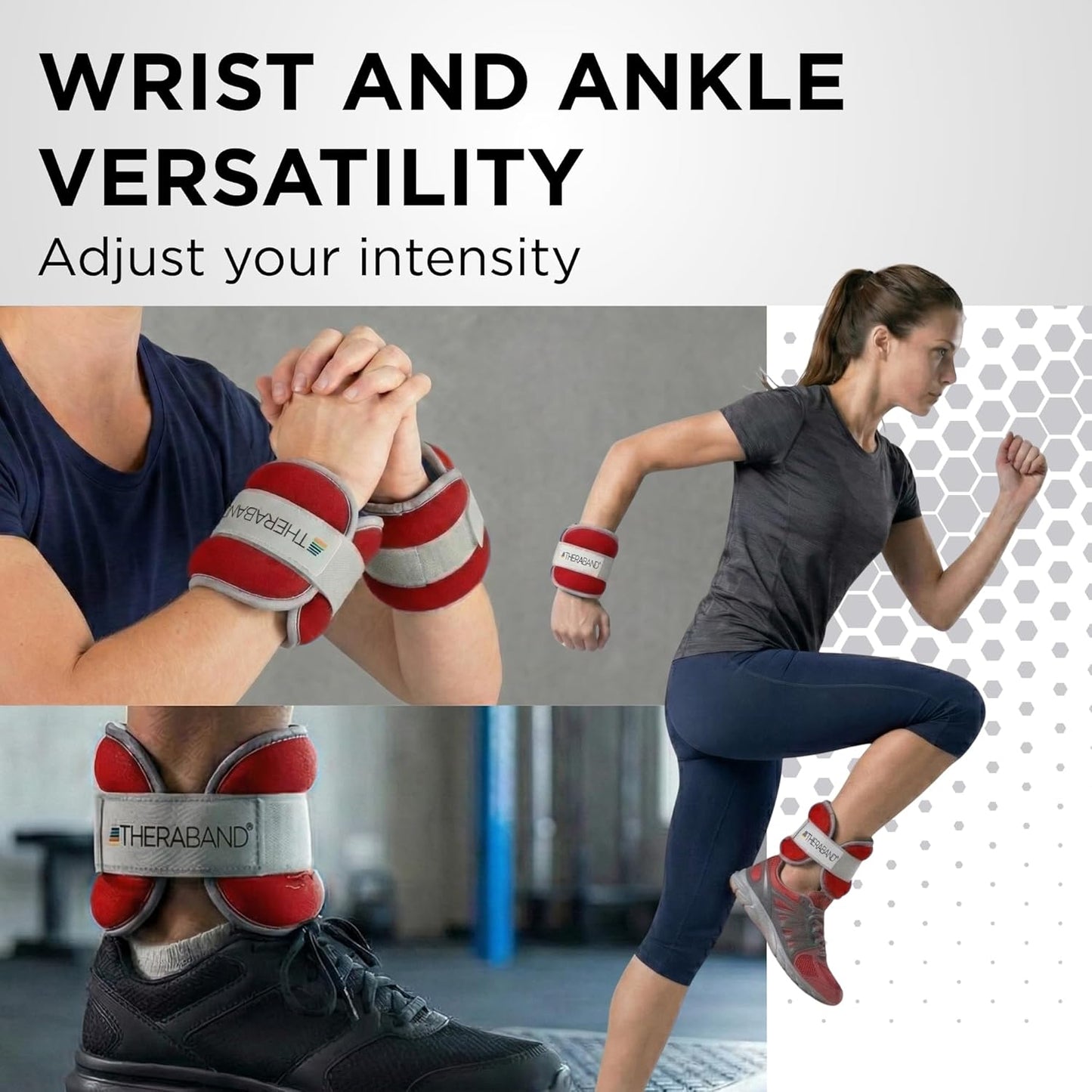 Ankle Weights, Comfort Fit Wrist & Ankle Cuff Weight Set, Adjustable Walking Weights for Cardio, Home Workout, Ankle Strengthening & Physical Therapy, Red, 1 lb. Each, Set of 2, 2 Pounds