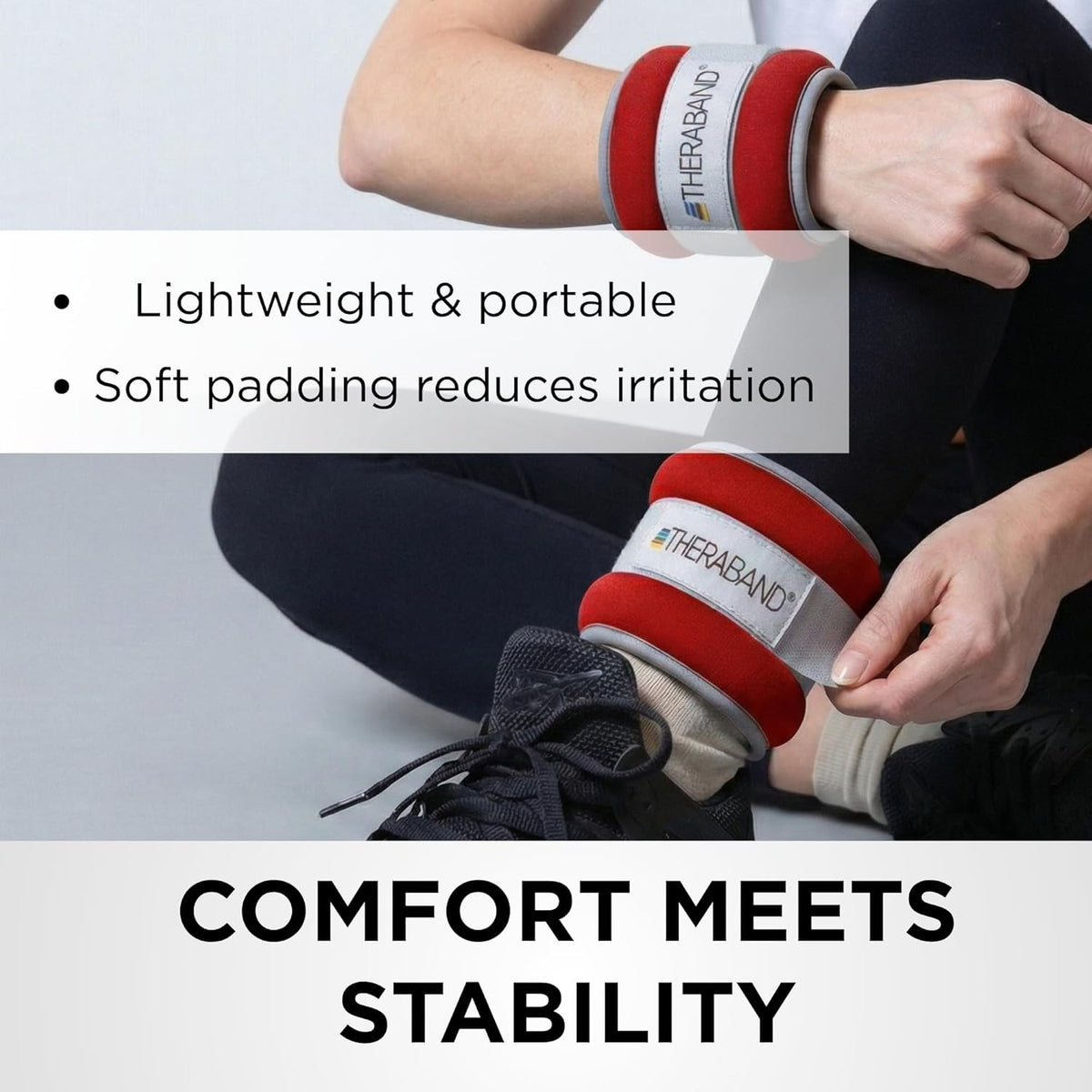Ankle Weights, Comfort Fit Wrist & Ankle Cuff Weight Set, Adjustable Walking Weights for Cardio, Home Workout, Ankle Strengthening & Physical Therapy, Red, 1 lb. Each, Set of 2, 2 Pounds
