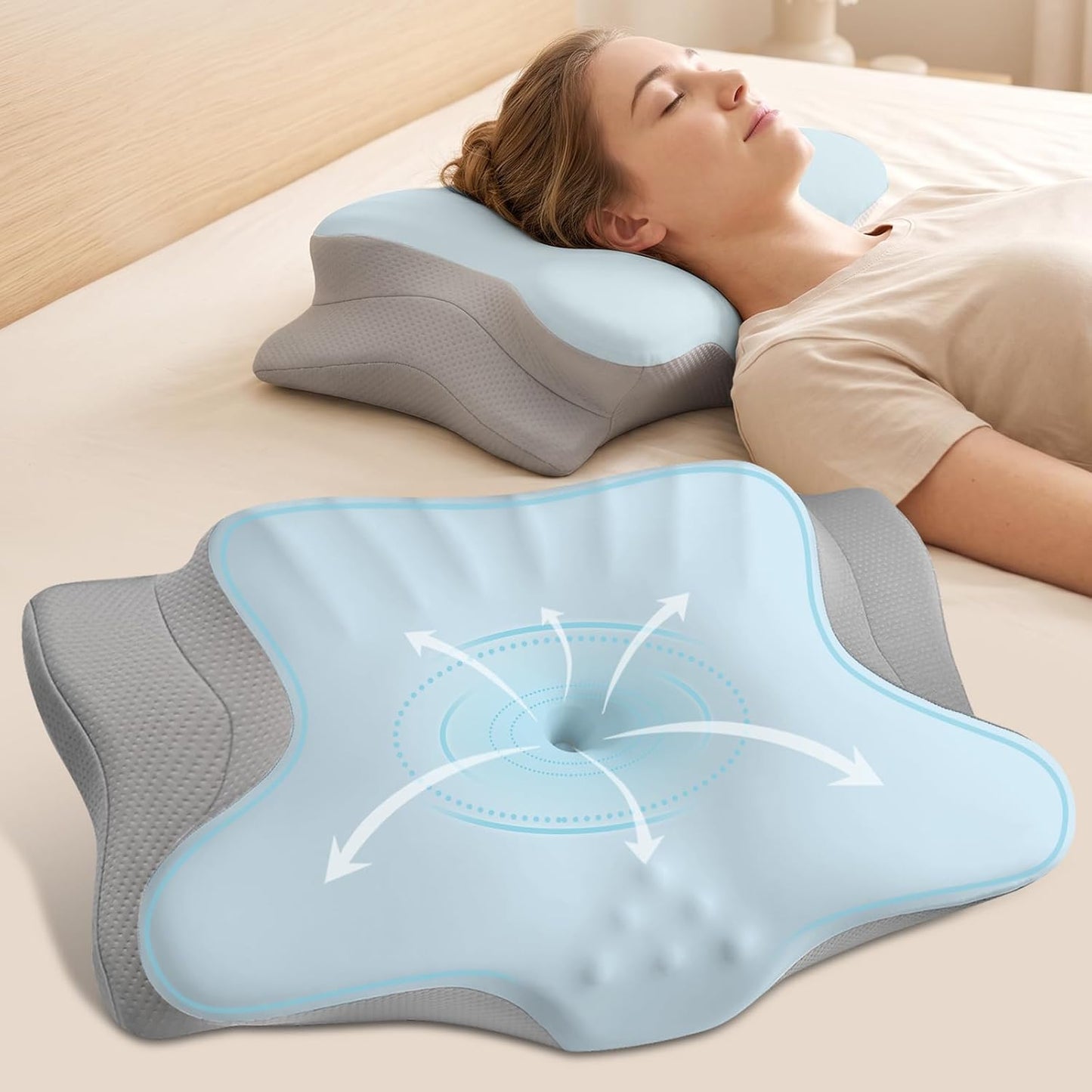 Cervical Neck Pillow for Pain Relief - Contour Memory Foam Pillows