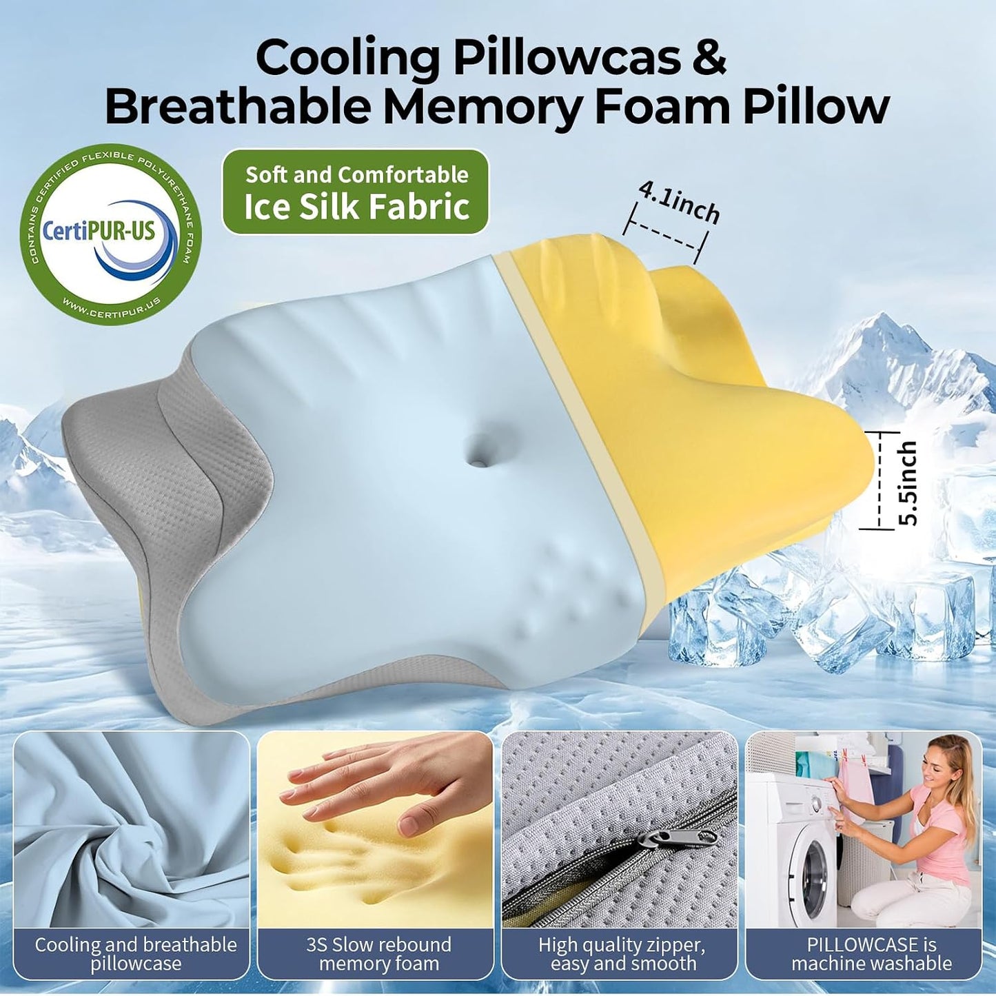 Cervical Neck Pillow for Pain Relief - Contour Memory Foam Pillows