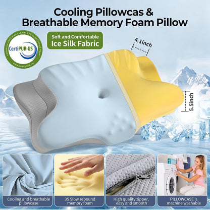 Cervical Neck Pillow for Pain Relief - Contour Memory Foam Pillows