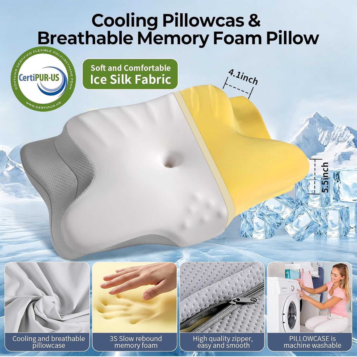 Cervical Neck Pillow for Pain Relief - Contour Memory Foam Pillows
