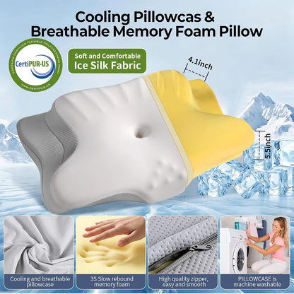 Cervical Neck Pillow for Pain Relief - Contour Memory Foam Pillows