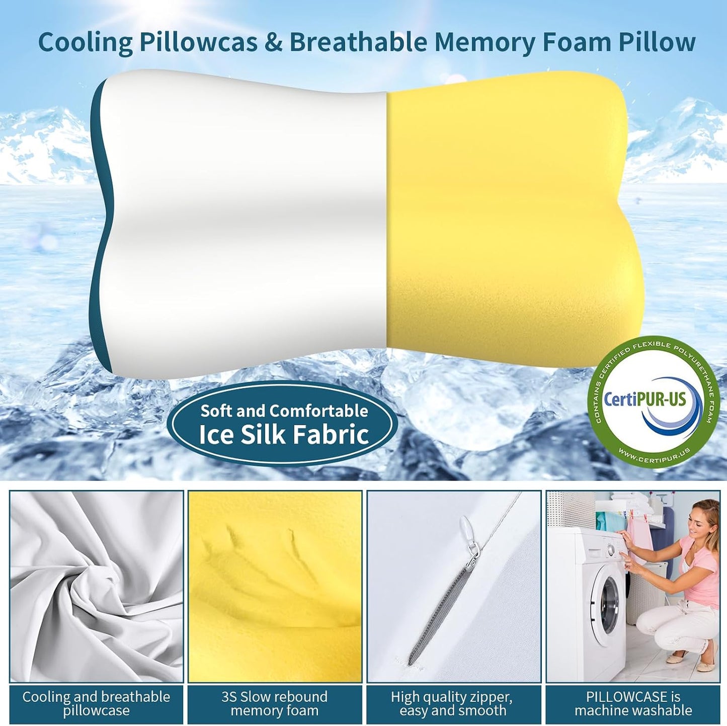 Cervical Neck Pillow for Pain Relief - Contour Memory Foam Pillows