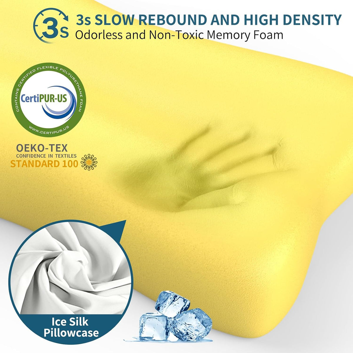 Cervical Neck Pillow for Pain Relief - Contour Memory Foam Pillows