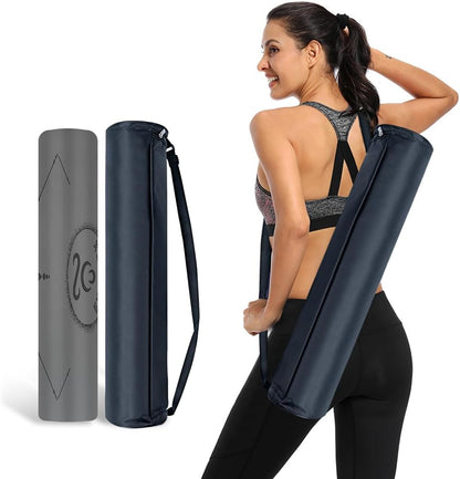 Natural Rubber Yoga Mat - Non Slip Non Toxic - 5mm Thick Yoga Mat for Hot Yoga/Pilates - Extra Large 26.8’’ with Alignment Guide - Sweat Proof - with Carrying Bag