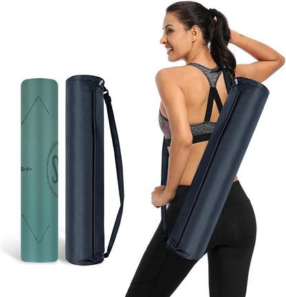 Natural Rubber Yoga Mat - Non Slip Non Toxic - 5mm Thick Yoga Mat for Hot Yoga/Pilates - Extra Large 26.8’’ with Alignment Guide - Sweat Proof - with Carrying Bag