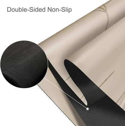 Natural Rubber Yoga Mat - Non Slip Non Toxic - 5mm Thick Yoga Mat for Hot Yoga/Pilates - Extra Large 26.8’’ with Alignment Guide - Sweat Proof - with Carrying Bag