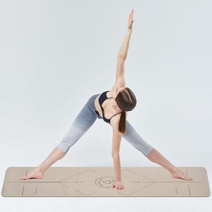Natural Rubber Yoga Mat - Non Slip Non Toxic - 5mm Thick Yoga Mat for Hot Yoga/Pilates - Extra Large 26.8’’ with Alignment Guide - Sweat Proof - with Carrying Bag