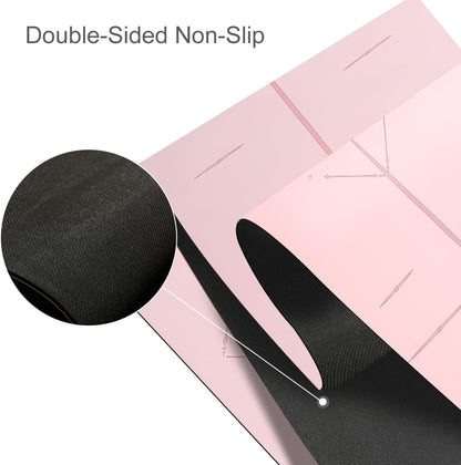 Natural Rubber Yoga Mat - Non Slip Non Toxic - 5mm Thick Yoga Mat for Hot Yoga/Pilates - Extra Large 26.8’’ with Alignment Guide - Sweat Proof - with Carrying Bag