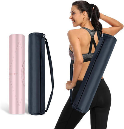 Natural Rubber Yoga Mat - Non Slip Non Toxic - 5mm Thick Yoga Mat for Hot Yoga/Pilates - Extra Large 26.8’’ with Alignment Guide - Sweat Proof - with Carrying Bag