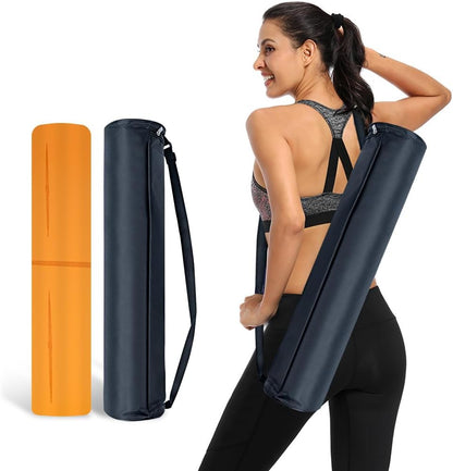 Natural Rubber Yoga Mat - Non Slip Non Toxic - 5mm Thick Yoga Mat for Hot Yoga/Pilates - Extra Large 26.8’’ with Alignment Guide - Sweat Proof - with Carrying Bag