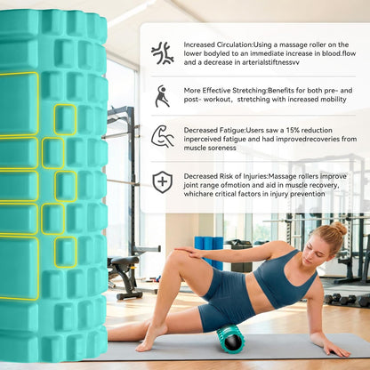 Foam Roller for Deep Tissue Massager High Density Massage Roller | Roller for Muscle Recovery, Relieves Tight, Sore Muscles & Kinks, Improves Mobility & Circulation - Targets Key Body Parts