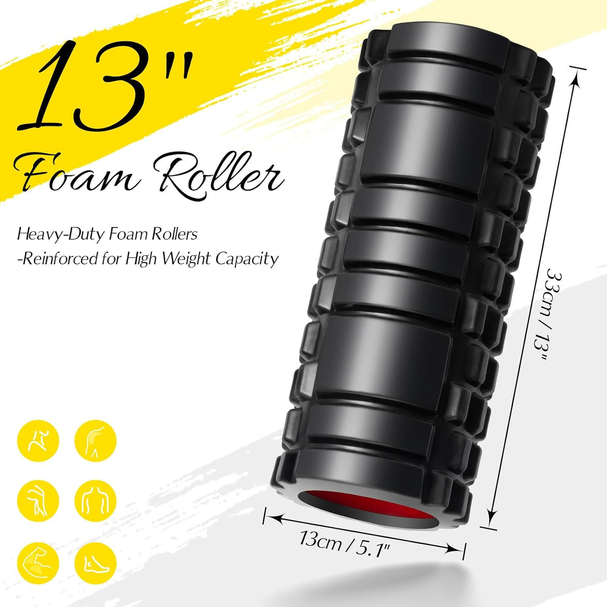Foam Roller for Deep Tissue Massager High Density Massage Roller | Roller for Muscle Recovery, Relieves Tight, Sore Muscles & Kinks, Improves Mobility & Circulation - Targets Key Body Parts