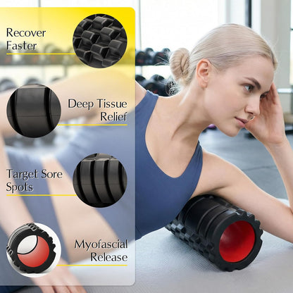 Foam Roller for Deep Tissue Massager High Density Massage Roller | Roller for Muscle Recovery, Relieves Tight, Sore Muscles & Kinks, Improves Mobility & Circulation - Targets Key Body Parts