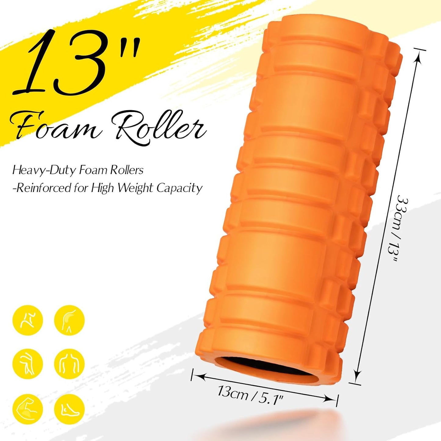 Foam Roller for Deep Tissue Massager High Density Massage Roller | Roller for Muscle Recovery, Relieves Tight, Sore Muscles & Kinks, Improves Mobility & Circulation - Targets Key Body Parts
