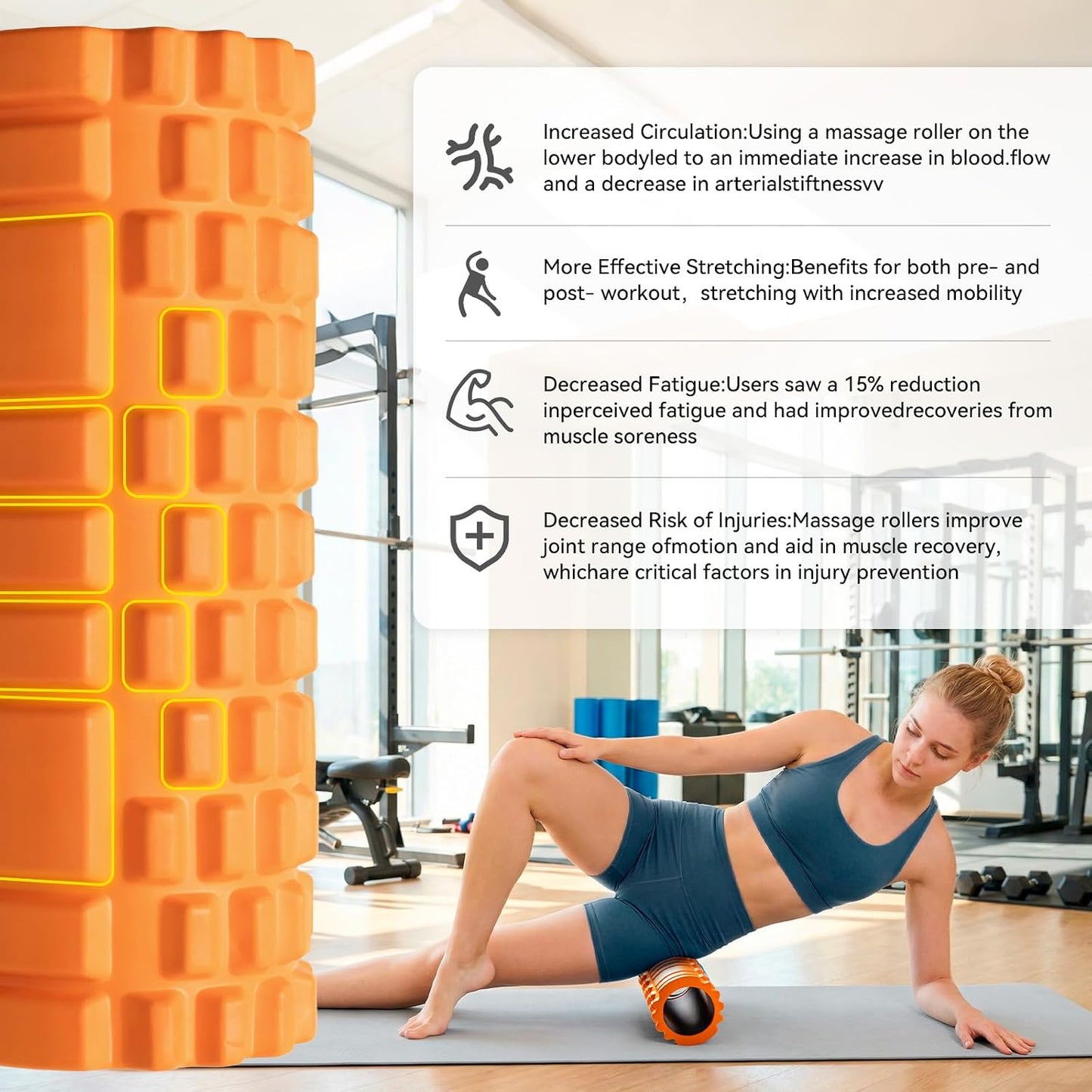 Foam Roller for Deep Tissue Massager High Density Massage Roller | Roller for Muscle Recovery, Relieves Tight, Sore Muscles & Kinks, Improves Mobility & Circulation - Targets Key Body Parts
