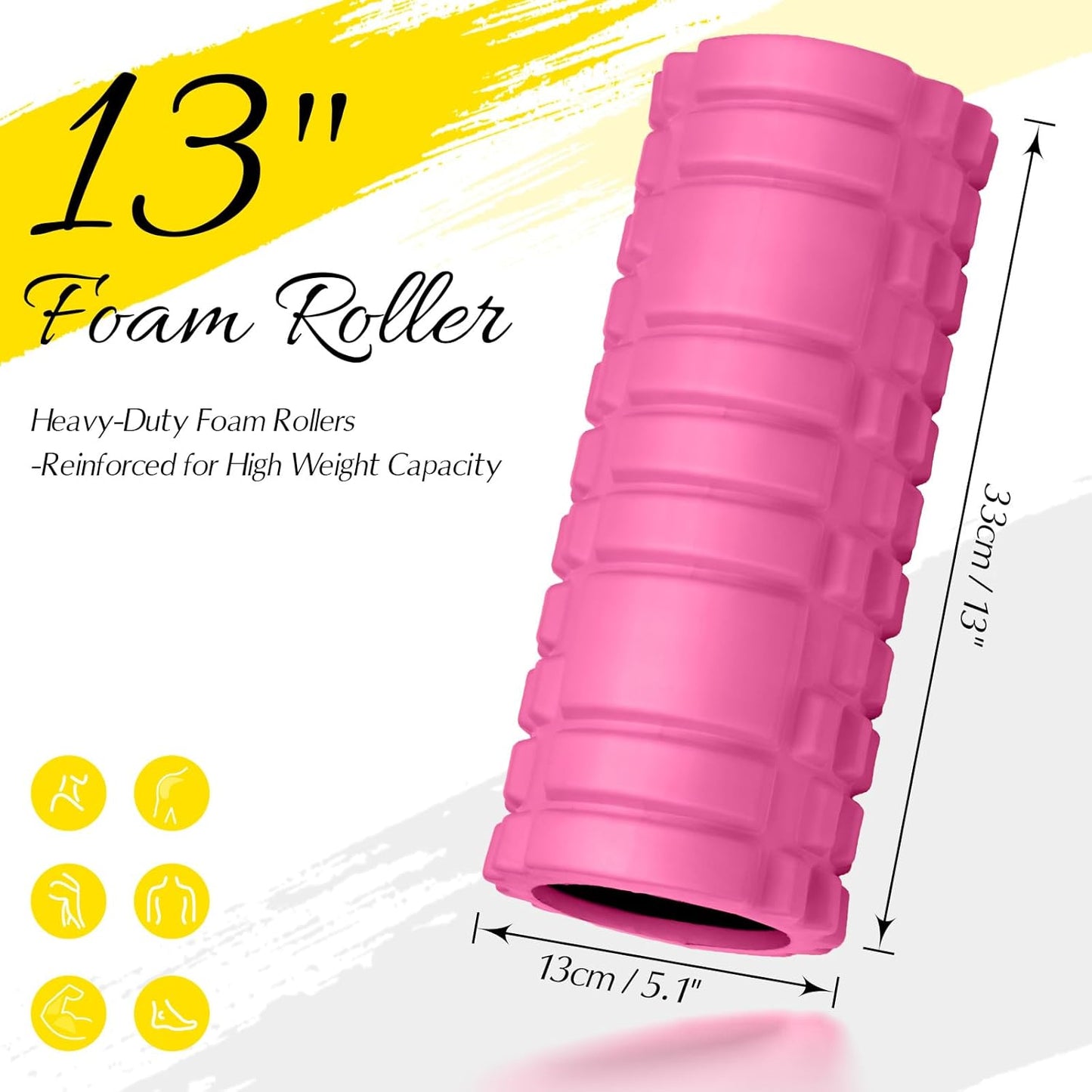 Foam Roller for Deep Tissue Massager High Density Massage Roller | Roller for Muscle Recovery, Relieves Tight, Sore Muscles & Kinks, Improves Mobility & Circulation - Targets Key Body Parts