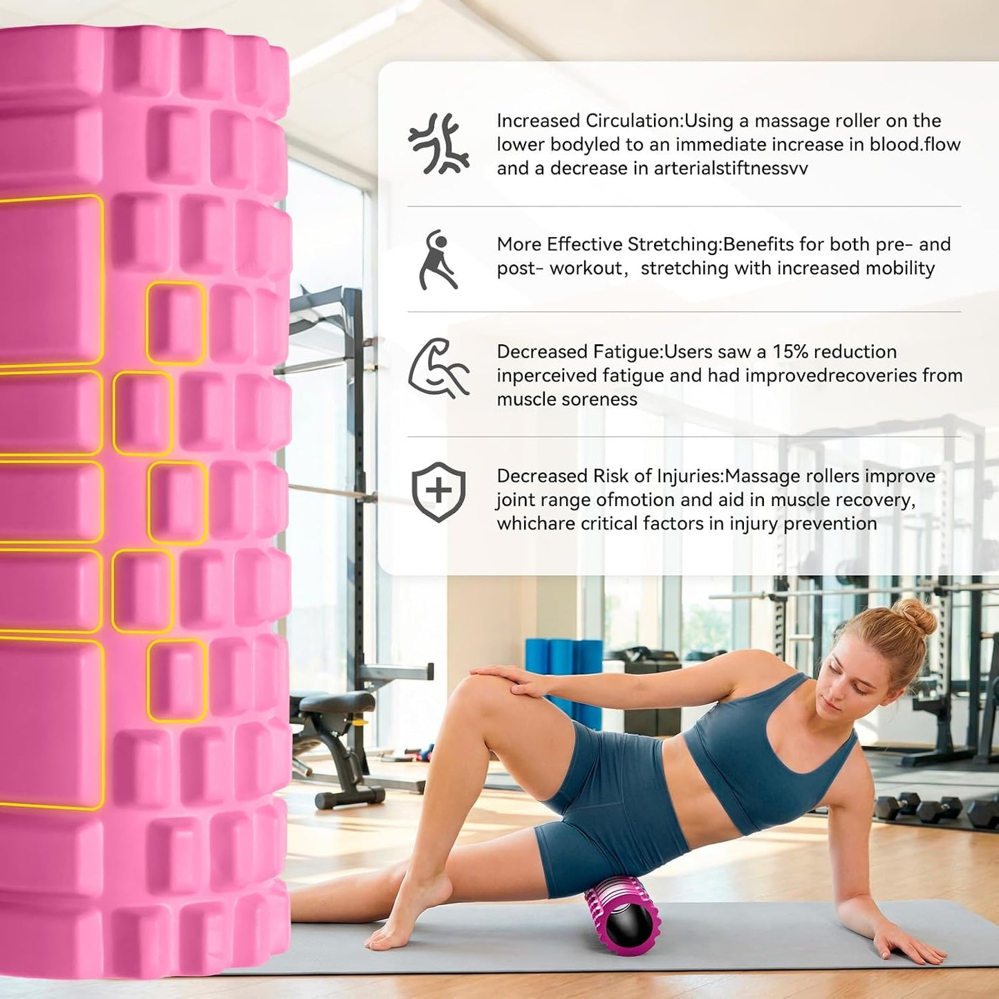 Foam Roller for Deep Tissue Massager High Density Massage Roller | Roller for Muscle Recovery, Relieves Tight, Sore Muscles & Kinks, Improves Mobility & Circulation - Targets Key Body Parts