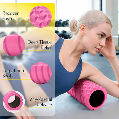 Foam Roller for Deep Tissue Massager High Density Massage Roller | Roller for Muscle Recovery, Relieves Tight, Sore Muscles & Kinks, Improves Mobility & Circulation - Targets Key Body Parts