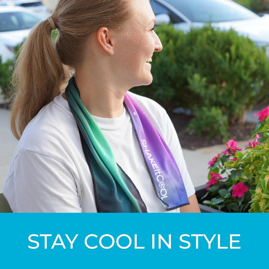 Original Cooling Towel – Be Cool in Style - Heat Relief, Soft, Lightweight, Sun Protection, Easy Clean - Perfect for Biking, Running, Yoga, Gym, Gardening - Blue Wave - Colors A