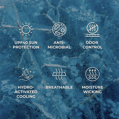 Original Cooling Towel – Be Cool in Style - Heat Relief, Soft, Lightweight, Sun Protection, Easy Clean - Perfect for Biking, Running, Yoga, Gym, Gardening - Blue Wave - Colors A