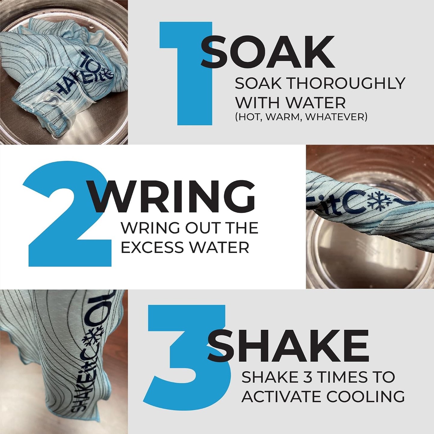 Original Cooling Towel – Be Cool in Style - Heat Relief, Soft, Lightweight, Sun Protection, Easy Clean - Perfect for Biking, Running, Yoga, Gym, Gardening - Blue Wave - Colors A