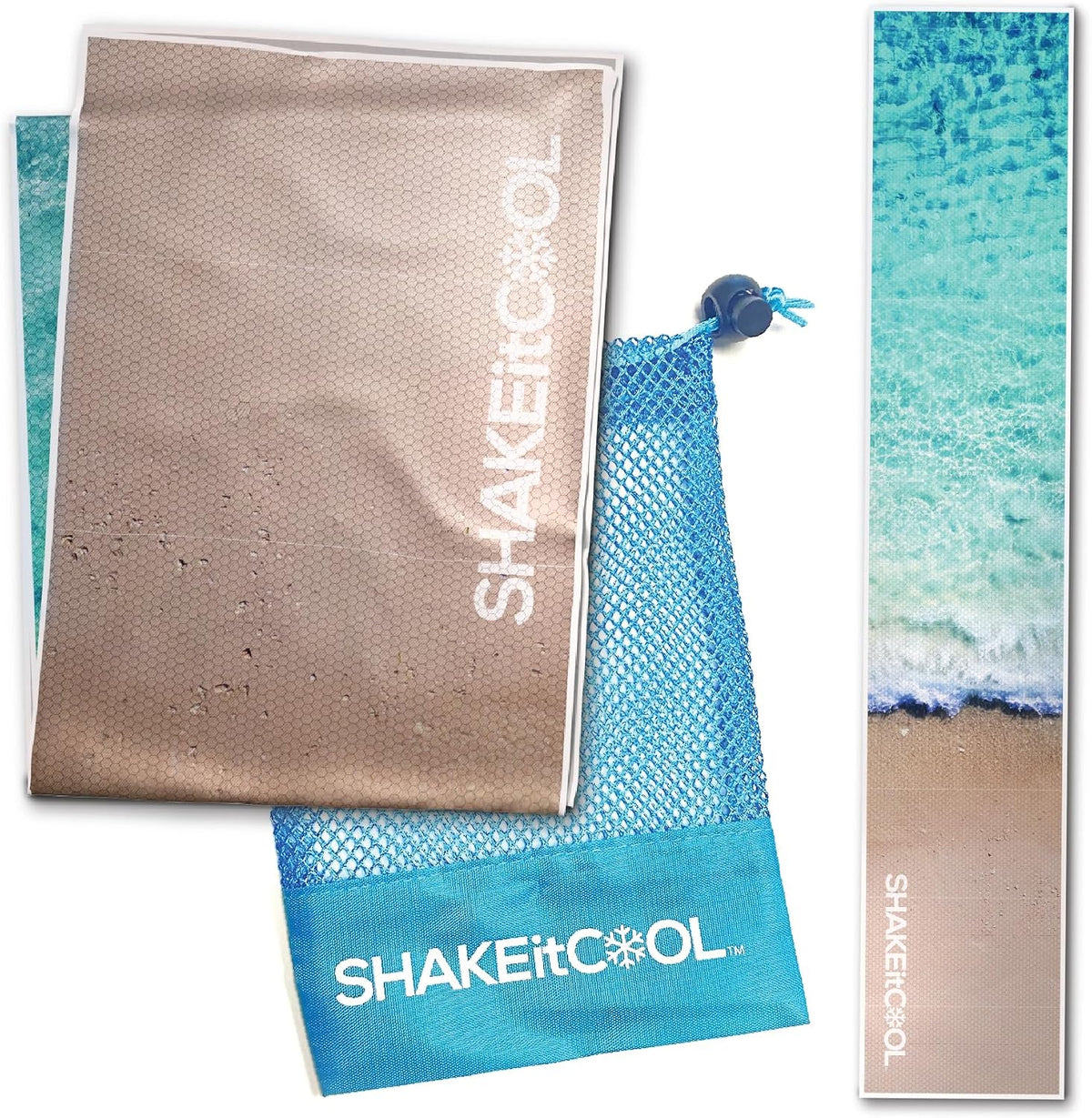 Original Cooling Towel – Be Cool in Style - Heat Relief, Soft, Lightweight, Sun Protection, Easy Clean - Perfect for Biking, Running, Yoga, Gym, Gardening - Blue Wave - Colors A
