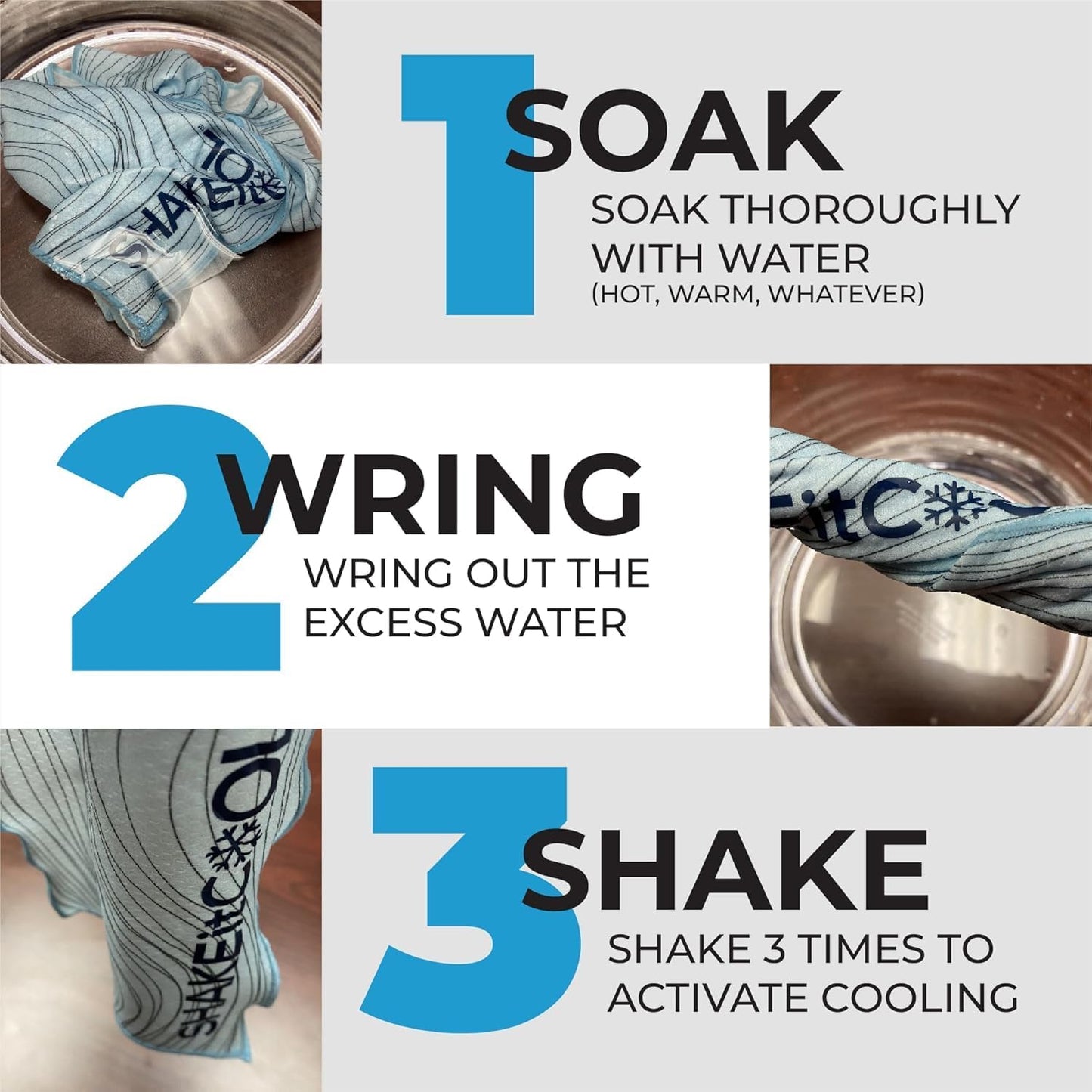 Original Cooling Towel – Be Cool in Style - Heat Relief, Soft, Lightweight, Sun Protection, Easy Clean - Perfect for Biking, Running, Yoga, Gym, Gardening - Blue Wave - Colors A