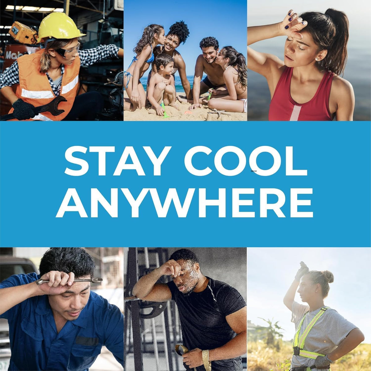 Original Cooling Towel – Be Cool in Style - Heat Relief, Soft, Lightweight, Sun Protection, Easy Clean - Perfect for Biking, Running, Yoga, Gym, Gardening - Blue Wave - Colors A