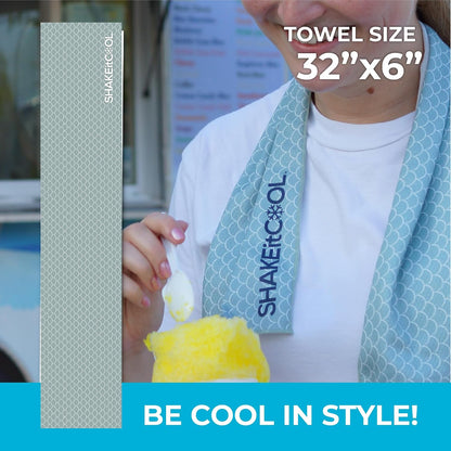 Original Cooling Towel – Be Cool in Style - Heat Relief, Soft, Lightweight, Sun Protection, Easy Clean - Perfect for Biking, Running, Yoga, Gym, Gardening - Blue Wave - Colors A