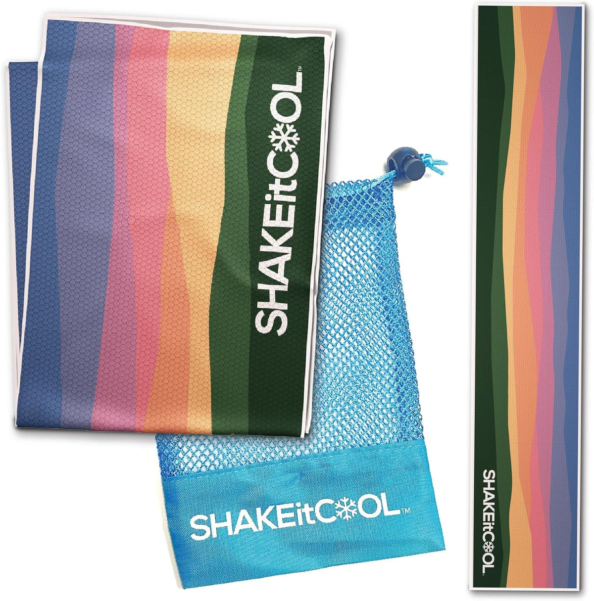 Original Cooling Towel – Be Cool in Style - Heat Relief, Soft, Lightweight, Sun Protection, Easy Clean - Perfect for Biking, Running, Yoga, Gym, Gardening - Blue Wave - Colors A