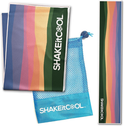 Original Cooling Towel – Be Cool in Style - Heat Relief, Soft, Lightweight, Sun Protection, Easy Clean - Perfect for Biking, Running, Yoga, Gym, Gardening - Blue Wave - Colors A