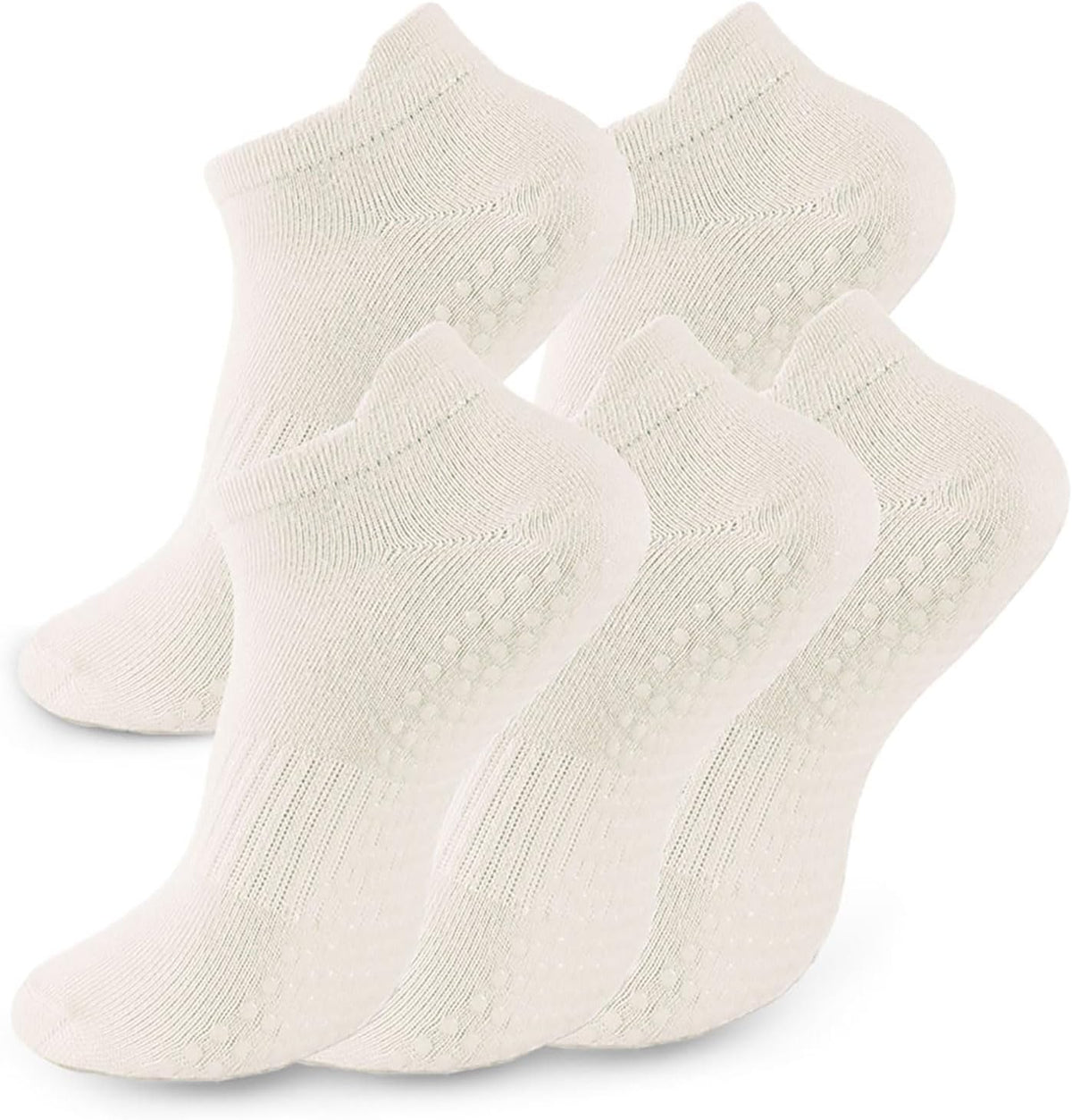5 Pairs Pilates Socks with Grips for Women Non Slip Grip Yoga Crew Socks for Barre Hospital Barefoot