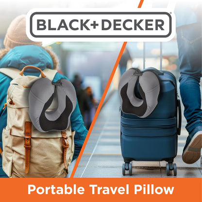 Cooling Gel Memory Foam Neck Pillow – Travel Pillow for Plane, Car & Train – Ergonomic Neck Support, Slow Rebound Memory Foam, Washable Cover, Universal Fit, Grey