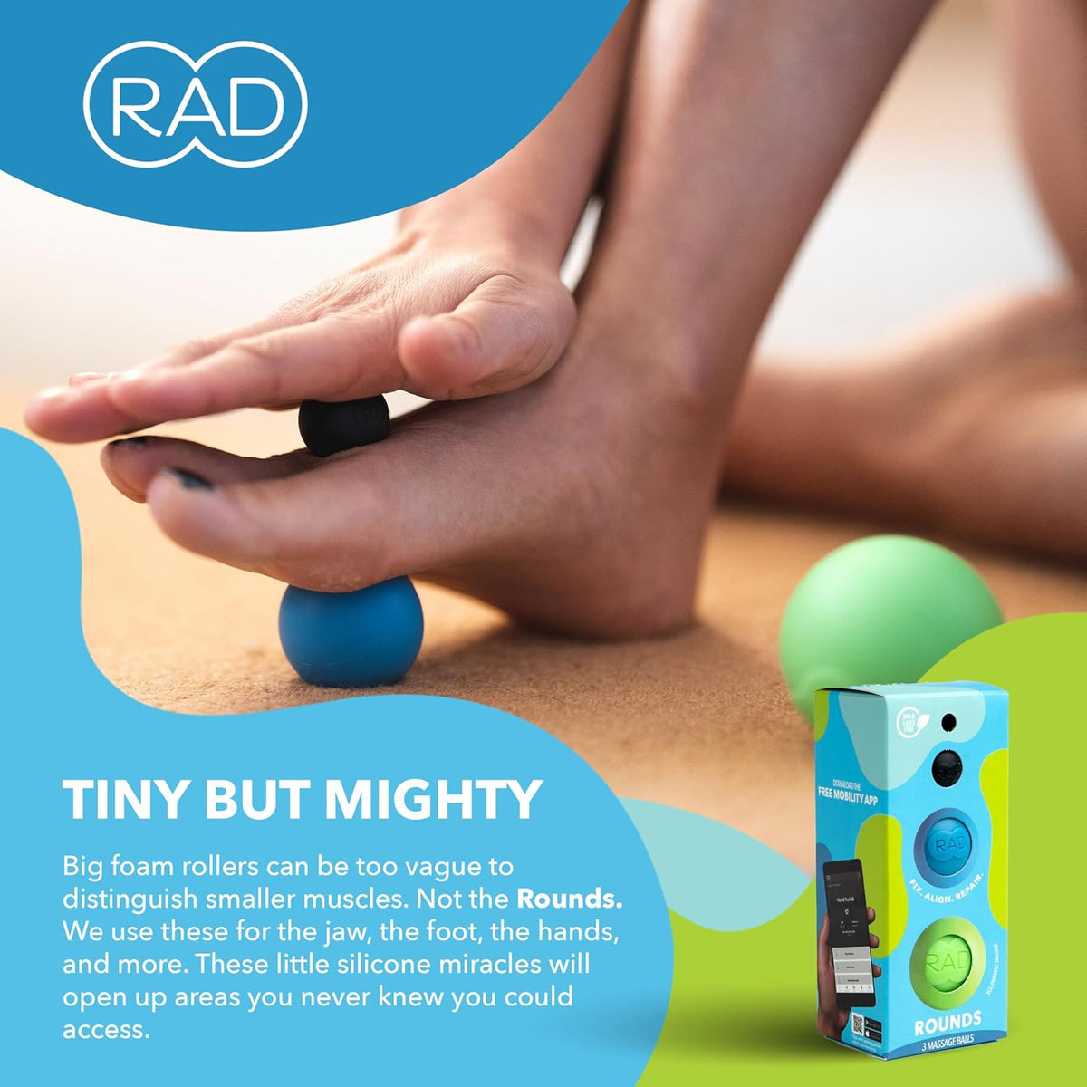 Rounds – 3 Density Yoga Massage Ball Set for Deep Tissue Myofascial Release – Therapy Balls for Feet, Back, Neck, Jaw & Forearms – Trigger Point & Mobility Therapy (3-Pack)