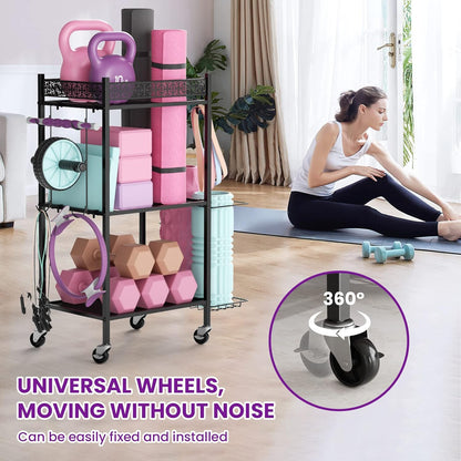 Yoga Mat Storage Rack, Home Gym Storage Rack, Workout Storage for Yoga Mat, Foam Roller, Gym Organizer Gym Equipment Storage for Home Exercise and Fitness Gear