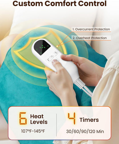 Weighted Heating Pad for Neck and Shoulders, Electric Heat Wrap with 6 Temperature & 4 Timer Settings, Auto Shut-Off, Machine Washable, Soothing Muscle Stiffness and Fatigue, Gift for Women Men