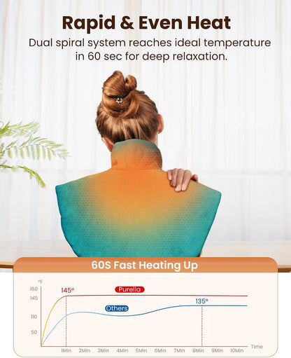 Weighted Heating Pad for Neck and Shoulders, Electric Heat Wrap with 6 Temperature & 4 Timer Settings, Auto Shut-Off, Machine Washable, Soothing Muscle Stiffness and Fatigue, Gift for Women Men