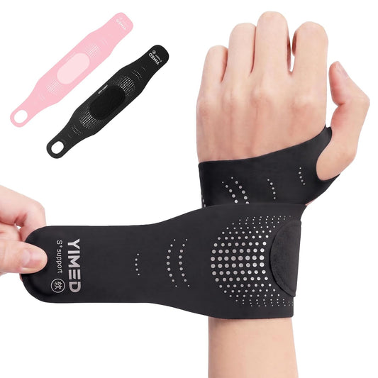 Ultra-Thin Wrist Brace Support for Carpal Tunnel, Wrist Brace for TFCC Tears, Elastic Wrist Wraps for Sports Work Typing Sleeping, Wrist Straps for Weightlifting, Golf, Tendonitis, Arthritis (Pink)