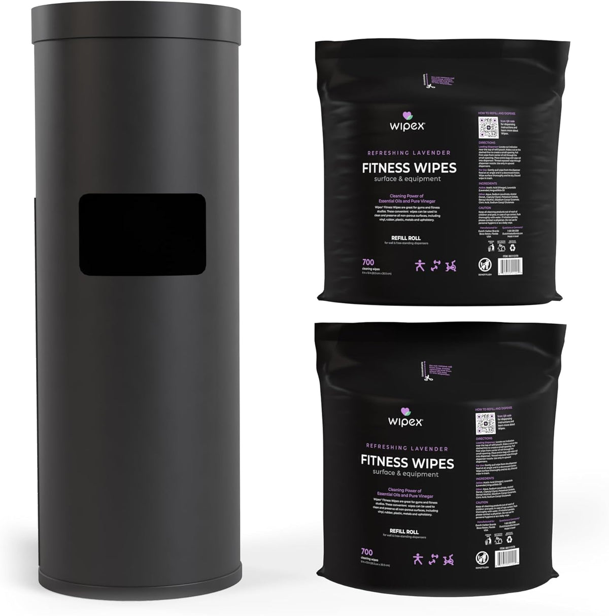 Gym Wipes Refill, 700 Count, Large 8"x12" Fitness Equipment Wipes with Cleaning Vinegar and Refreshing Lavender Essential Oil for Yoga Mat Cleaner, Fits Dispensers, 700 Count (Pack of 1)