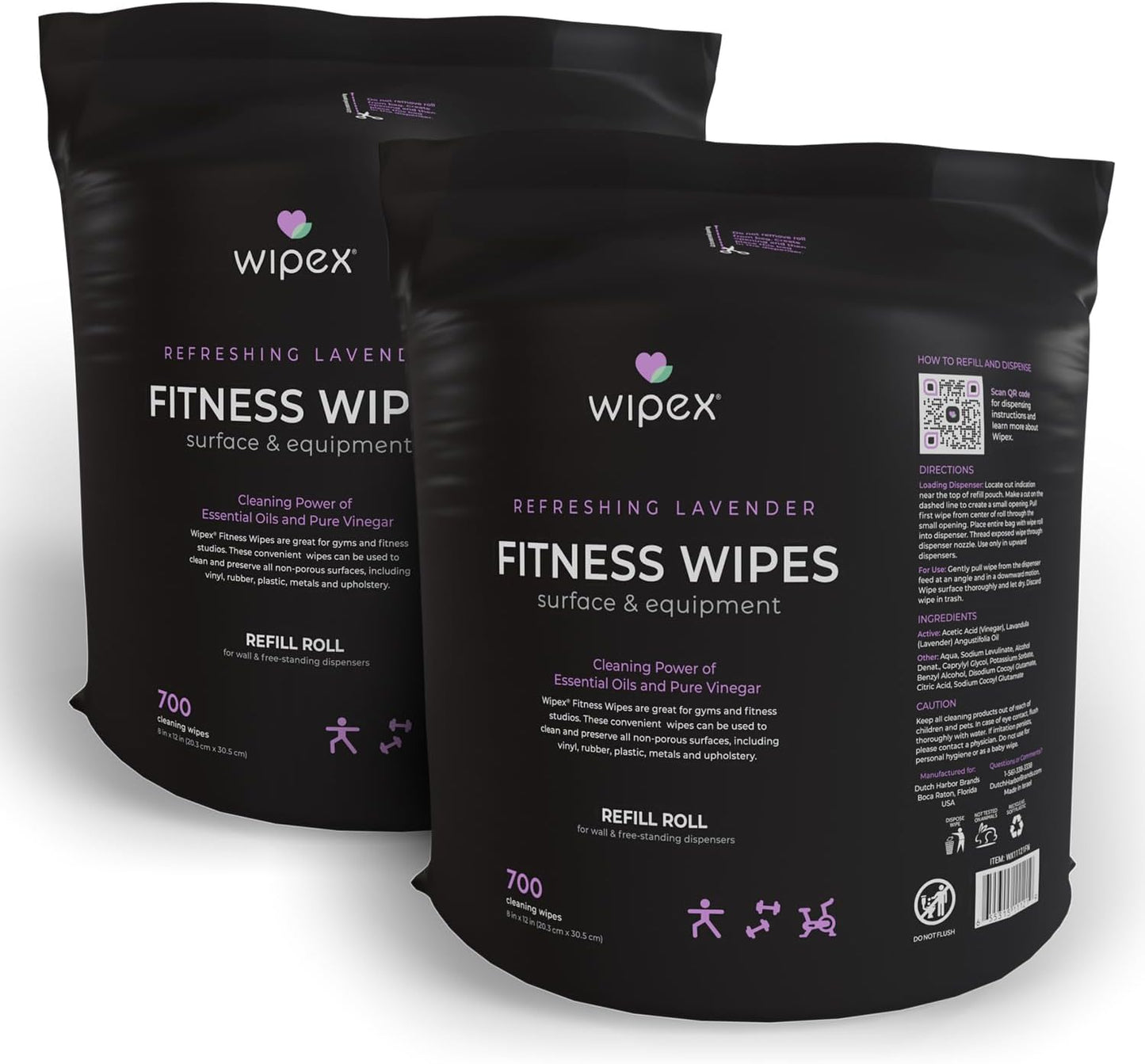 Gym Wipes Refill, 700 Count, Large 8"x12" Fitness Equipment Wipes with Cleaning Vinegar and Refreshing Lavender Essential Oil for Yoga Mat Cleaner, Fits Dispensers, 700 Count (Pack of 1)