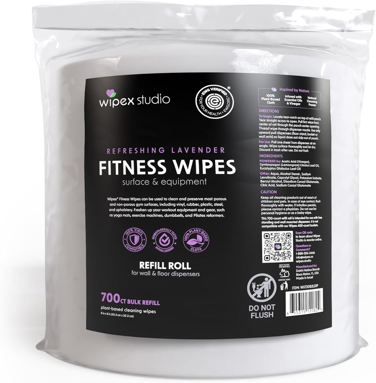 Gym Wipes Refill, 700 Count, Large 8"x12" Fitness Equipment Wipes with Cleaning Vinegar and Refreshing Lavender Essential Oil for Yoga Mat Cleaner, Fits Dispensers, 700 Count (Pack of 1)