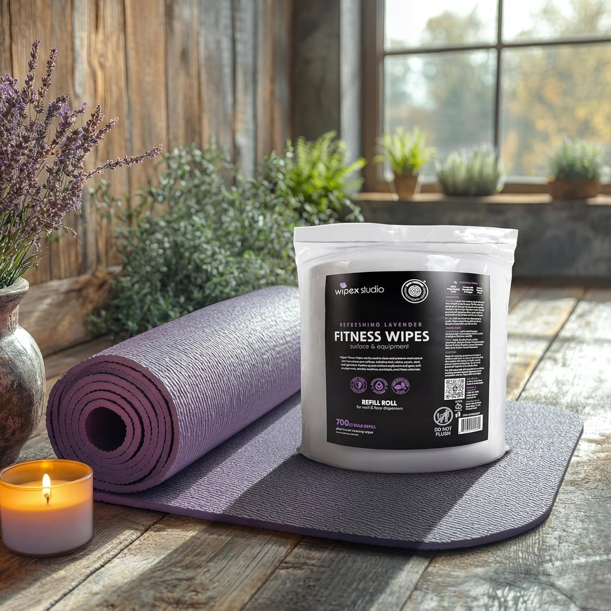 Gym Wipes Refill, 700 Count, Large 8"x12" Fitness Equipment Wipes with Cleaning Vinegar and Refreshing Lavender Essential Oil for Yoga Mat Cleaner, Fits Dispensers, 700 Count (Pack of 1)