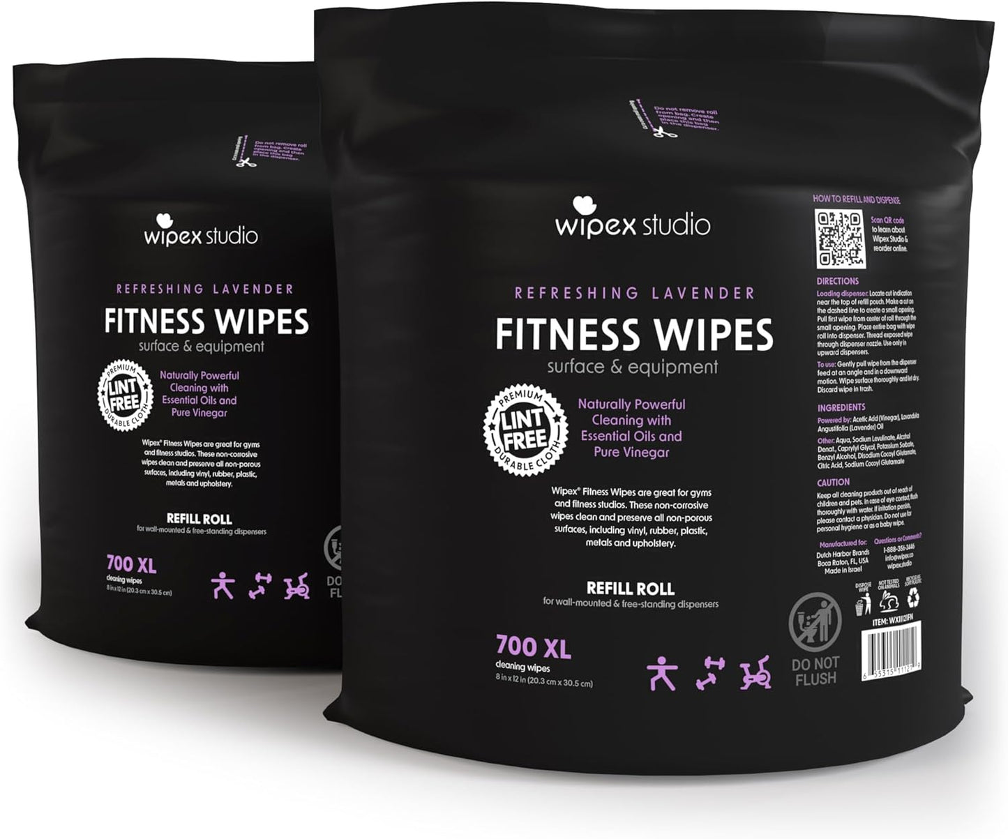 Gym Wipes Refill, 700 Count, Large 8"x12" Fitness Equipment Wipes with Cleaning Vinegar and Refreshing Lavender Essential Oil for Yoga Mat Cleaner, Fits Dispensers, 700 Count (Pack of 1)