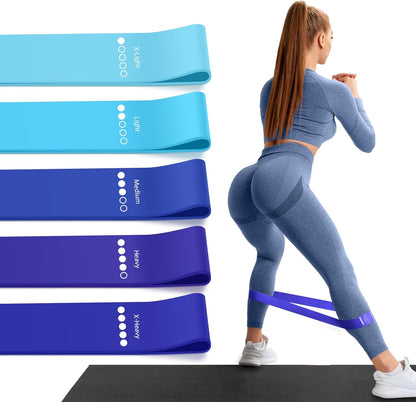 Resistance Bands for Working Out, 5 Levels Resistance Exercise Bands with Woven Bag, Bands for Working Out Women Men, Yoga, Pilates, Rehabilitation Training