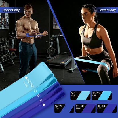 Resistance Bands for Working Out, 5 Levels Resistance Exercise Bands with Woven Bag, Bands for Working Out Women Men, Yoga, Pilates, Rehabilitation Training