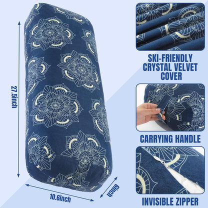 Yoga Bolster Pillow, Rectangular Yoga Bolster for Restorative & Meditation, Professional Meditation Cushion with Carry Handle