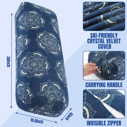 Yoga Bolster Pillow, Rectangular Yoga Bolster for Restorative & Meditation, Professional Meditation Cushion with Carry Handle