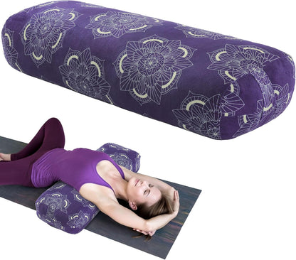 Yoga Bolster Pillow, Rectangular Yoga Bolster for Restorative & Meditation, Professional Meditation Cushion with Carry Handle